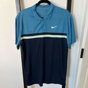Nike Men's Teal and Navy Polo Shirt